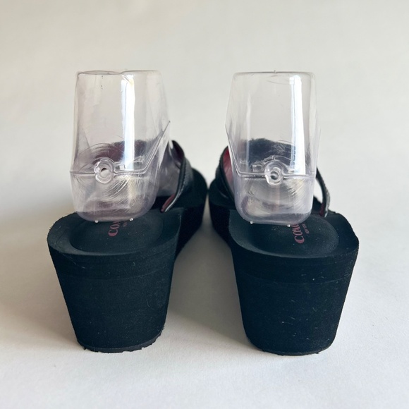 Coach Jolene Black Grey Leather Rubber Outsole Wedge Flip Flops size 9 - Picture 3 of 16